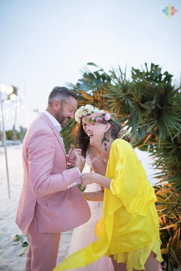 Wedding dress, Smile, Sky, Bride