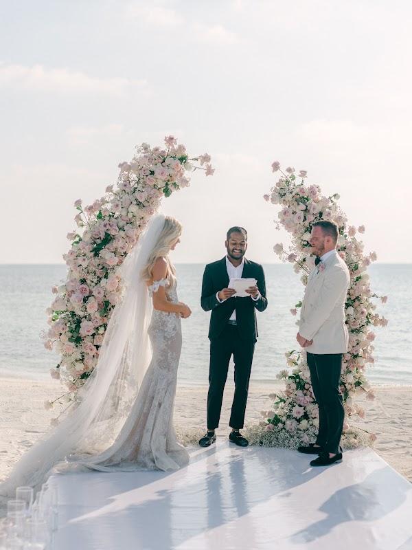 Bride, Flower, Wedding dress, Sky