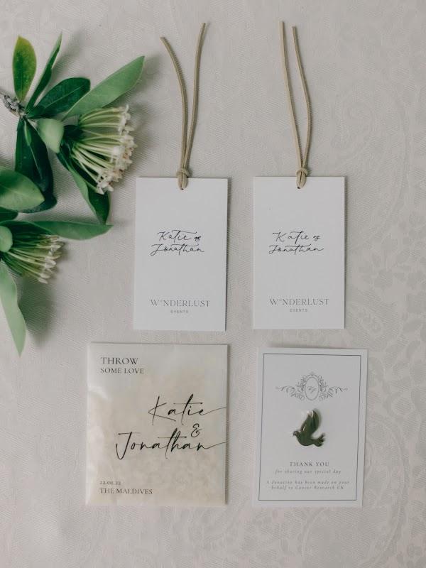 Katie & Jonny at LUX* South Ari Atoll — stationery, LUX* South Ari Atoll, Alifu Dhaalu Atoll, Maldives — frame 44