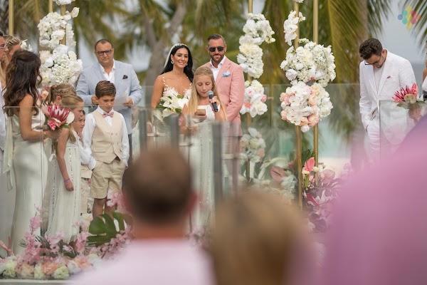 Andrea & Matt at Seaside Finolhu — Bride, Wedding dress, Dress, Flower