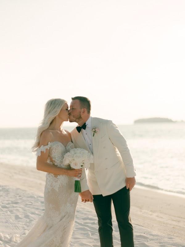 Wedding dress, Bride, Water, Sky