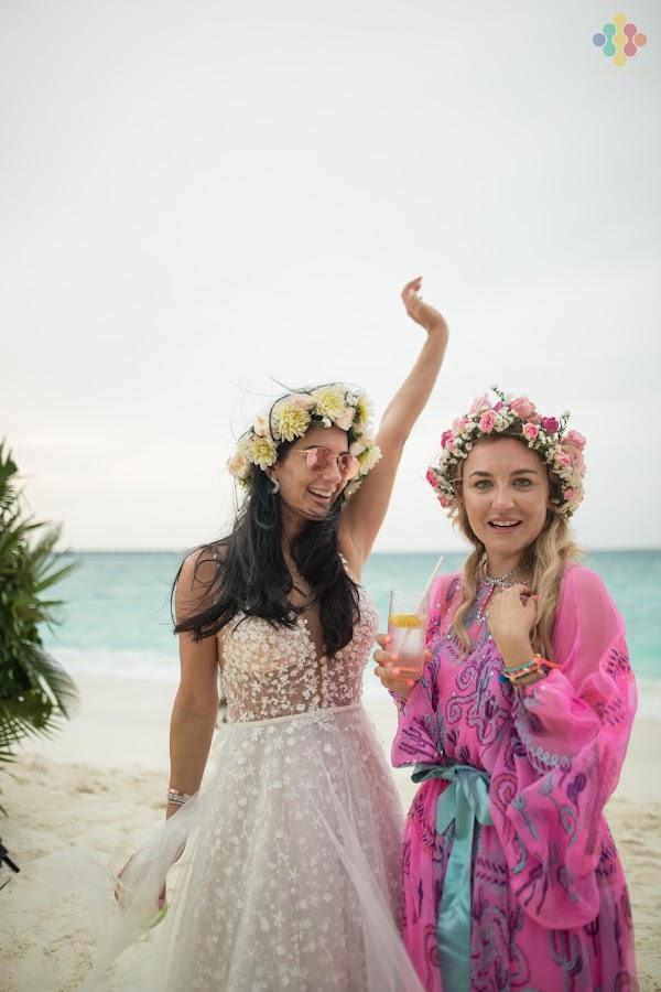 Wedding dress, Smile, Water, Sky