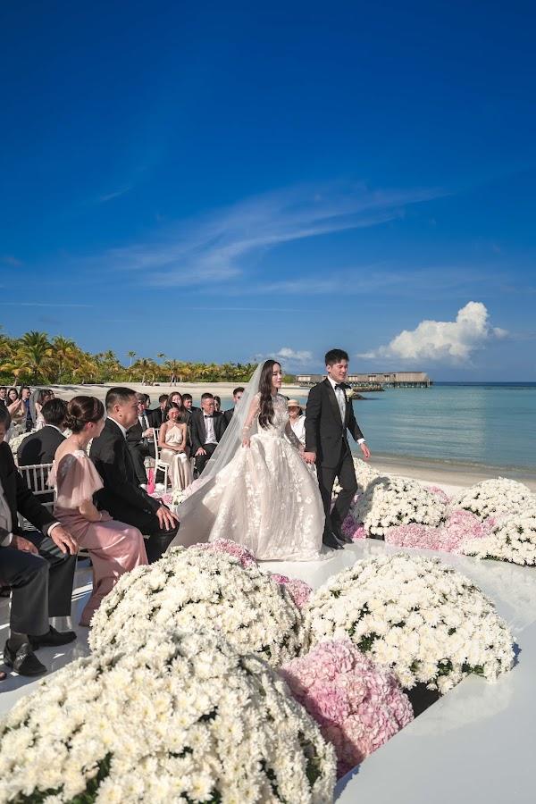 Wedding dress, Bride, Flower, Sky