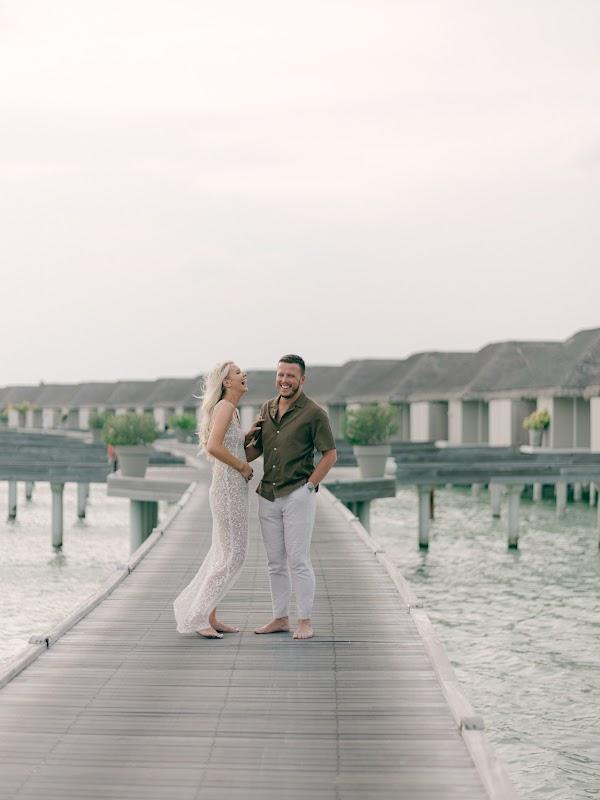 Wedding dress, Bride, Water, Sky