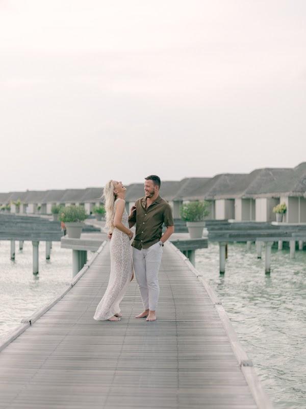 Wedding dress, Bride, Water, Sky